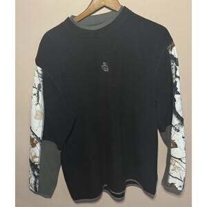 Legendary Whitetails Hunter Black and Camouflage Arm Long Sleeve Fleece L